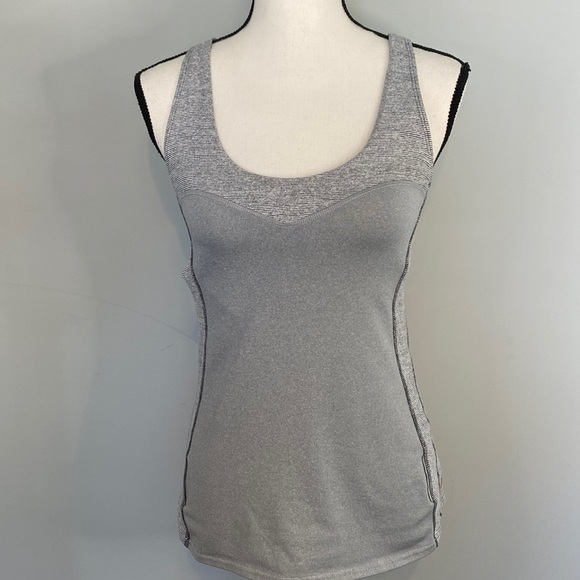Lucy Athletic Razor Back Adjustable Bra Workout Grey Tank Top - Picture 1 of 5